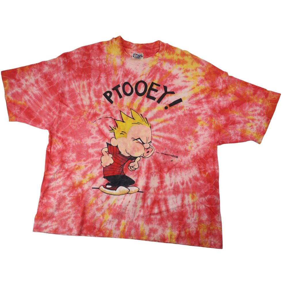Vintage Calvin and Hobbes Graphic Tie Dyed Graphic T Shirt